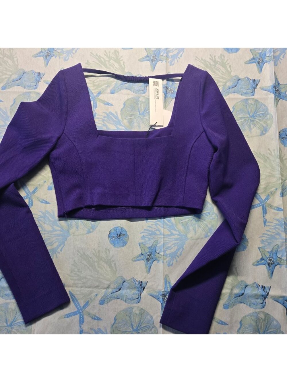 Zara Purple Square-Neck Cropped Top Womens Sz S (26-0205)